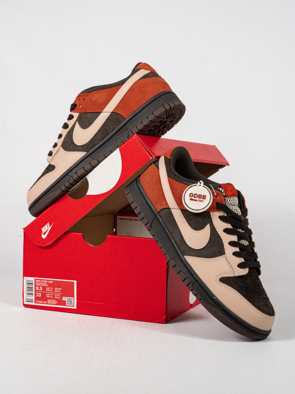 Sepatu Nike Dunk Low Red Panda Velvet Brown Orange Sneakers Authentic - Image 5