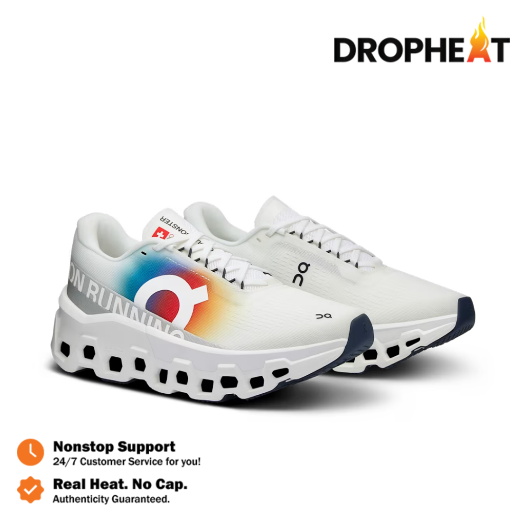 Sepatu On Running On Cloudmonster 2 Swiss Olympic White Orange Rainbow Sneakers Authentic