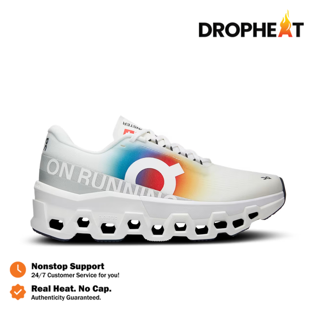 Sepatu On Running On Cloudmonster 2 Swiss Olympic White Orange Rainbow Sneakers Authentic - Image 2