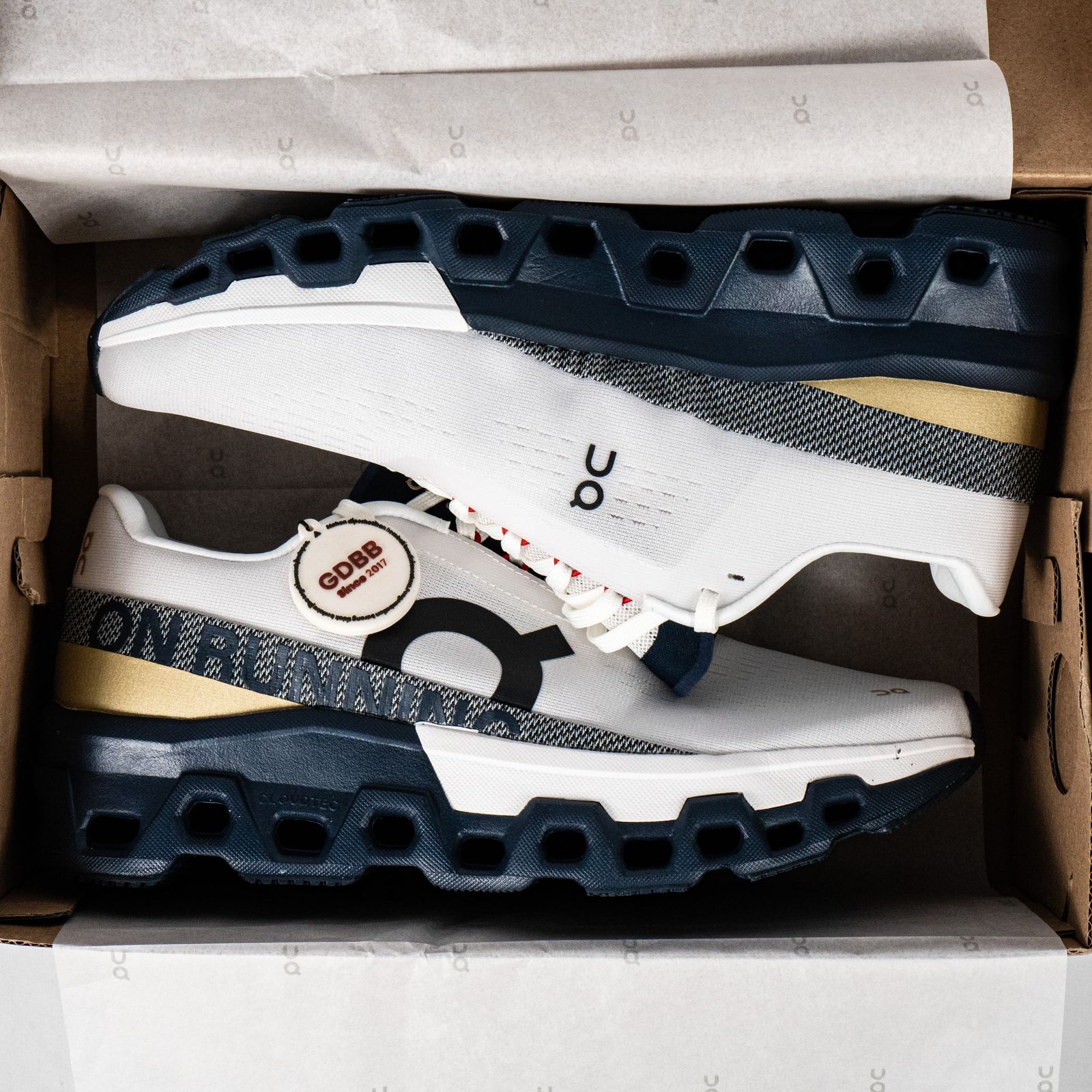 Sepatu On Running On Cloudmonster 2 White Midnight Navy Authentic - Image 5