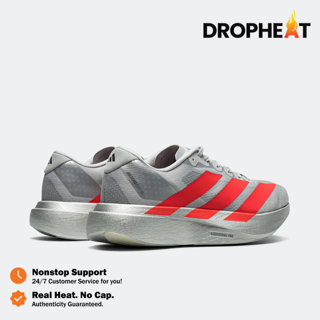 Sepatu Adidas Adizero EVO SL Silver Metallic Red Sneakers Authentic - Image 5