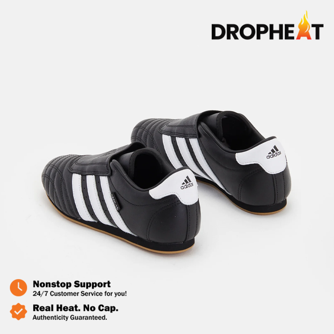 Sepatu Adidas Casual Taekwondo Core Black White Gum Leather Sneakers Authentic - Image 5