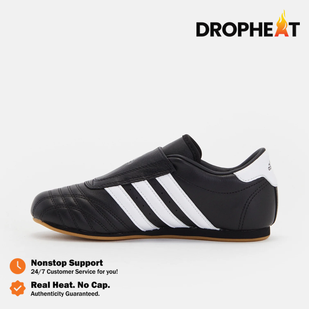 Sepatu Adidas Casual Taekwondo Core Black White Gum Leather Sneakers Authentic - Image 2