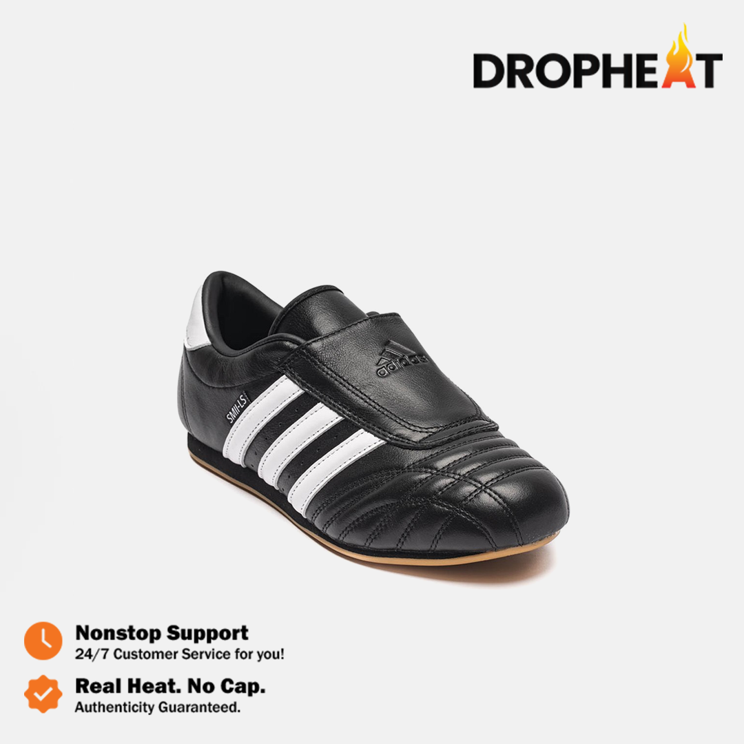Sepatu Adidas Casual Taekwondo Core Black White Gum Leather Sneakers Authentic - Image 4