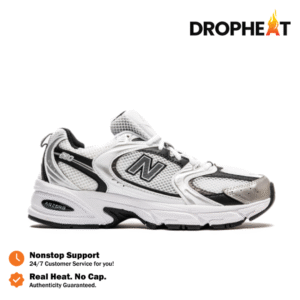 New Balance NB 530 White Silver Metallic Black Sneakers Authentic