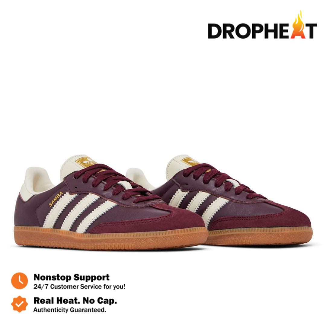 Sepatu Adidas Samba OG Burgundy Maroon Sneakers Authentic - Image 4