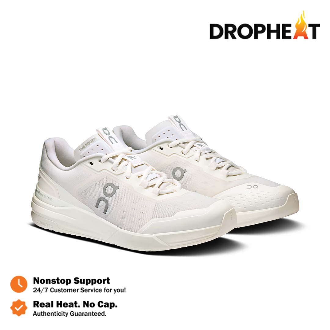 Sepatu On Cloud On The Roger White Sneakers Casual Olahraga Wanita Pria Tennis Padel Gym Outdoor Indoor