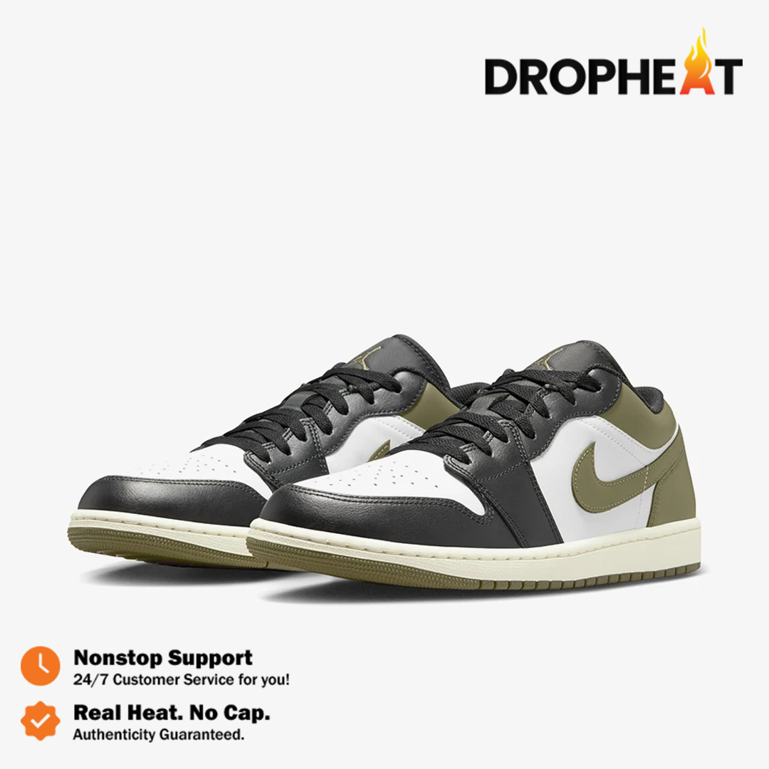 Sepatu Nike Air Jordan 1 Low Medium Olive Black Sneakers Authentic