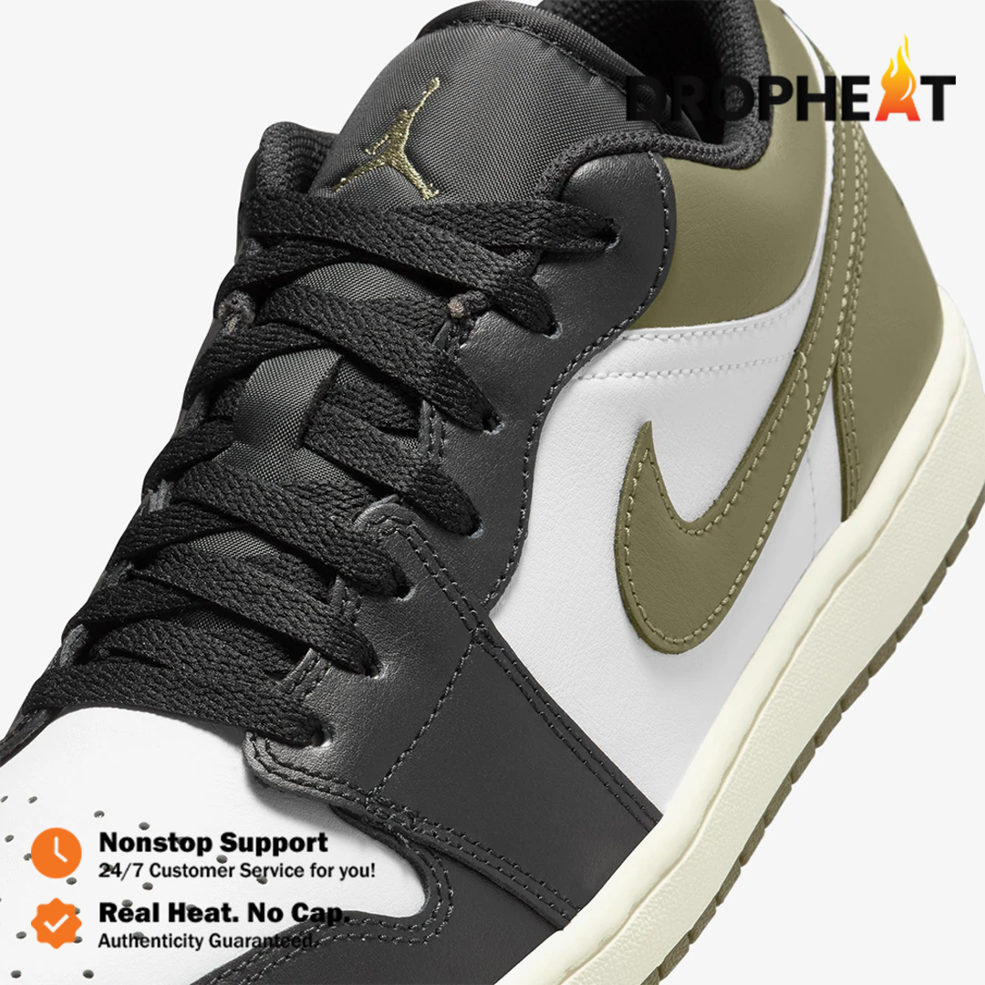 Sepatu Nike Air Jordan 1 Low Medium Olive Black Sneakers Authentic - Image 5