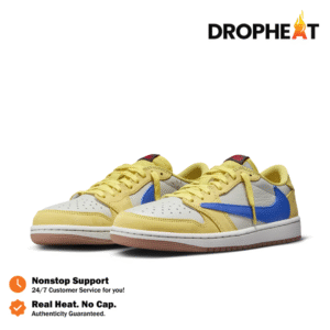 Sepatu Nike Air Jordan 1 Low OG x Travis Scott Canary Yellow Sneakers Authentic