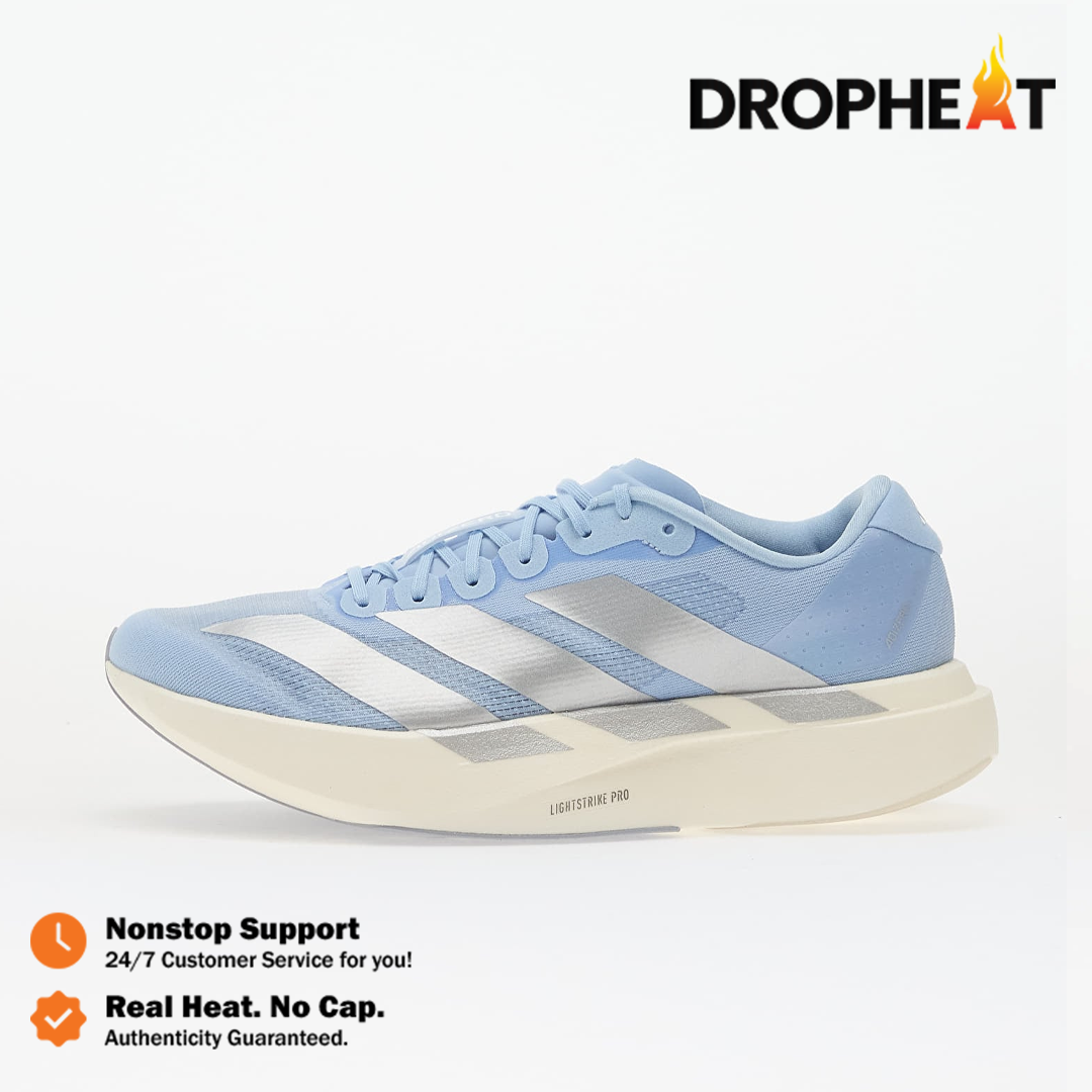 Sepatu Adidas Adizero EVO SL Glow Blue Silver Metallic White Sneakers Authentic - Image 5