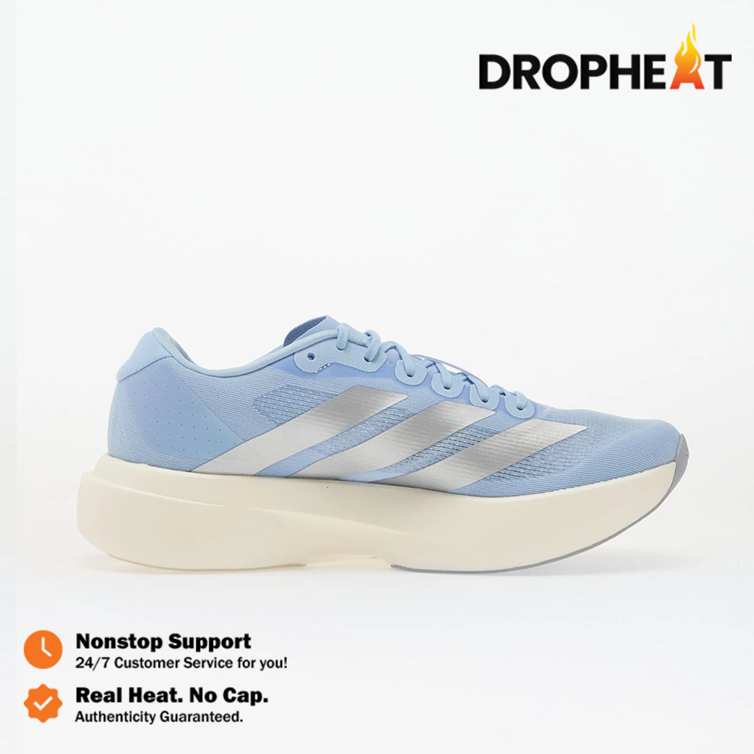 Sepatu Adidas Adizero EVO SL Glow Blue Silver Metallic White Sneakers Authentic - Image 2