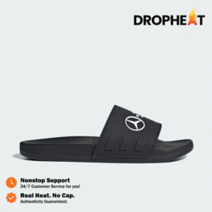 Sandal Adidas Adilette Comfort Slides x Mercedes AMG Petronas Formula One Team Core Black Cloud White Sendal Pria Wanita