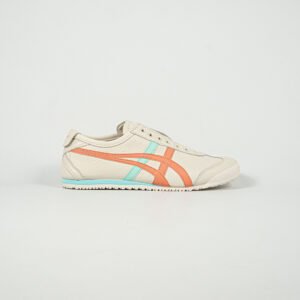 Sepatu Onitsuka Tiger Mexico 66 Slip On Leather White Aqua Orange Unisex Sneakers Casual Authentic
